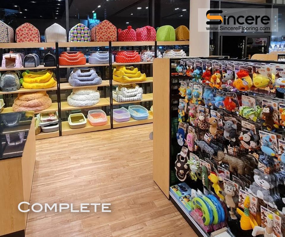 พื้นไวนิล ร้านอาหารสัตว์ PET MALL